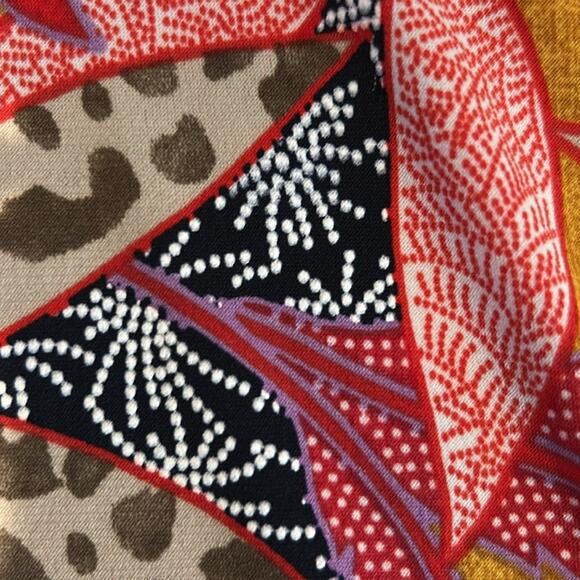 Amana Boho Blouse M Lace Neck Ruffle Sleeve Raised Print Made in Mexico - Picture 6 of 7